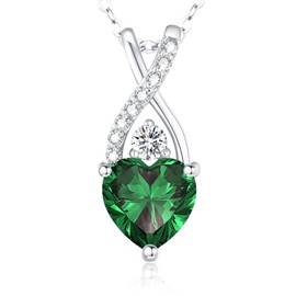 LAVUMO 925 Silver Women's Infinity Heart Necklace with Birthstone Jewellery Gift for Wife Women Mum Girlfriend Birthday Christmas Valentine's Day Hypoallergenic Chains, Sterling Silver, Cubic Zirconia