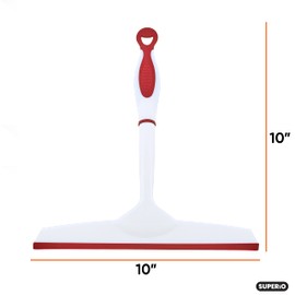 Superio Rubber Squeegee, 2 Pack, Streak Free All Purpose Window Squeegee, Comfort Grip Handle and Hanging Hook (Grey- Red, 10 Inch- 2 Pack)