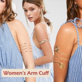 MEDOJO 10Pcs Arm Cuff Bracelets for Women Upper Arm Bands Armband Armlet Cuff Bangle Bracelet Open Adjustable Gold Arm Bracelet Set