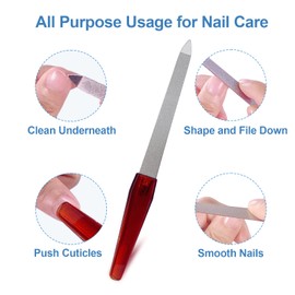 GigaGround Metal Nail File (6 Pcs), Nail Files for Natural Nails Made of Stainless Steel, Sword Fingernail Files with Sharp Pointed Tip Non Slip Handle, Diamond Finger Nail Filers for Women Sapphire Grit