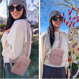 UTO Chest Bag Backpack Women's 2 in 1 Faux Leather Sling Bag Crossbody Bag Stylish Adjustable Shoulder Strap Bum Bag Shoulder Bag Daypack Shoulder Bag Waterproof for Outdoor Leisure, 1259 Pink Large,