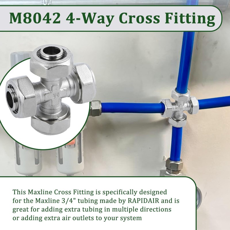 Maxline M8042 Multi Directional 3/4" Cross Fitting Tubing Compressed Air