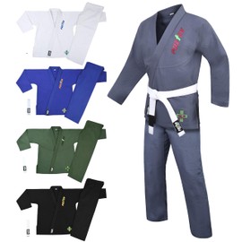 POZTEV Brazilian Jiu Jitsu Gi for Men & Women BJJ Gi Grappling Kimonos Preshrunk Lightweight Fabric Martial Arts Training Uniform With Free White Belt (White,A1)