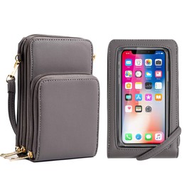 Crossbody Phone Bag for Women, Touch Screen Purse Silver Cellphone Shoulder Bags Card Holder Wallet Purse