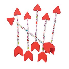 Fun Express Valentine Arrow Pencils with ERASERS - Stationery - 24 Pieces