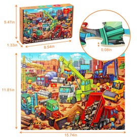 Puzzles for Kids Ages 4-6 6-8 8-10 Year Old 100 Piece Jigsaw Puzzles for Kids Construction Engineering Vehicle Puzzles Educational Toys Gift for Childrens Boys Girls Ages 4-8 5-8 3-5
