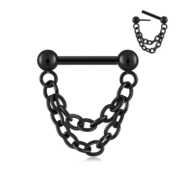 Longbeauty 16G Septum Piercing Chain Nose Piercing Threadless Push-in Septum
