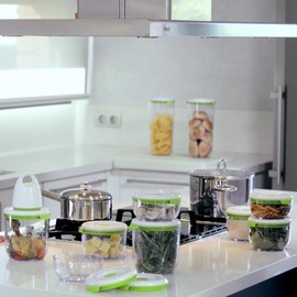 FOSA Vacuum Seal Food Storage System Reusable Container Deluxe Set with Vacuum and 10 Reusable containers