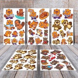 50 Pack Pcs Beaver Stickers for Water Bottles Waterproof Vinyl Laptop Luggage Scrapbooking Funny Cute Ocean Animal Sticker Packs Bulk Set Teens Adults Kids Aesthetic Small Decals