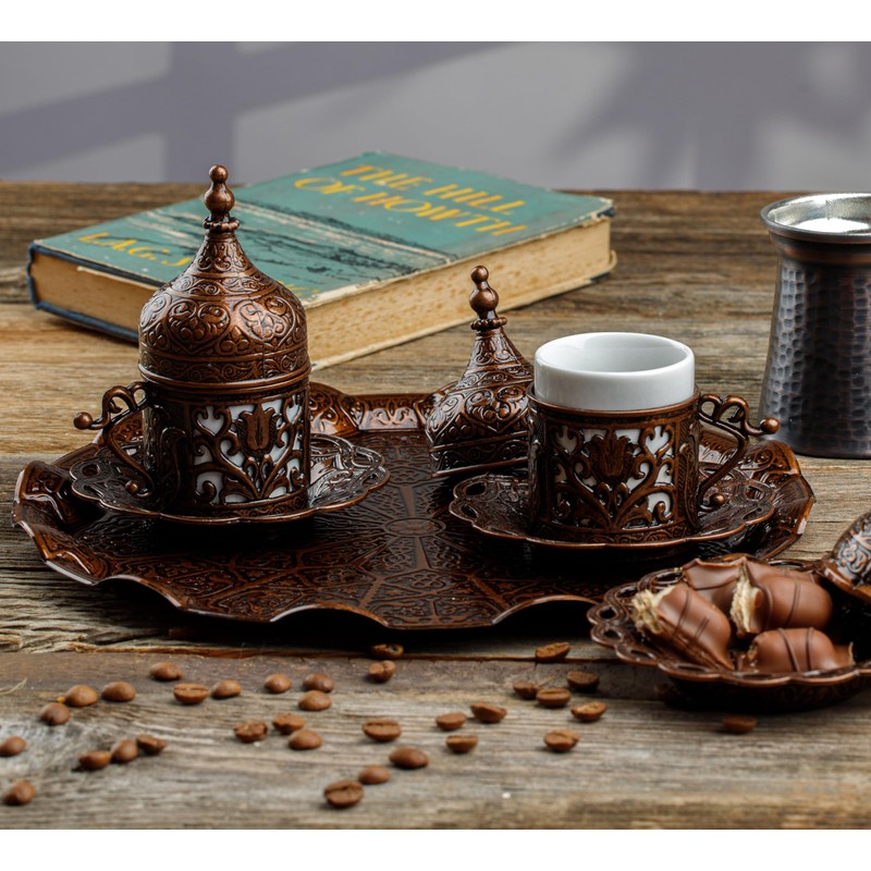 DEMMEX 2024 Turkish Greek Arabic Coffee Serving Set with Cups,