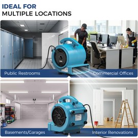 ALORAIR 1000 CFM Air Mover Blower Fan for Drying, Ventilating, Exhausting, Cooling, Utility Fan with 3 Speeds, 5 Adjustable Angles, 20ft Long Cord for Home, Industrial, Commercial Use - GE1000