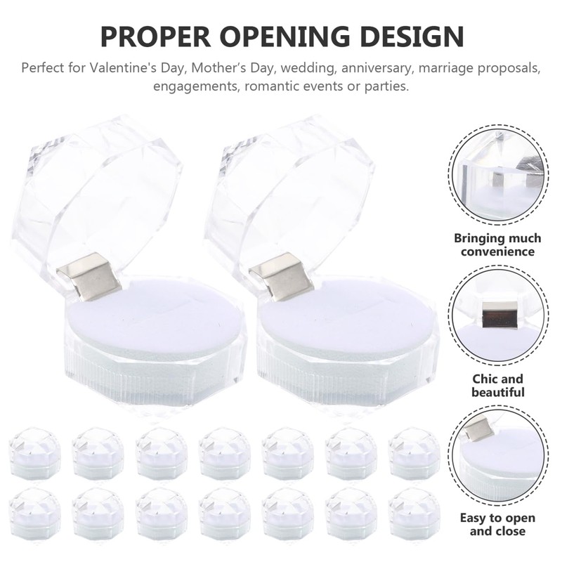 GANAZONO 20pcs Ring Case Transparent Engagement Ring Box Wedding Ring