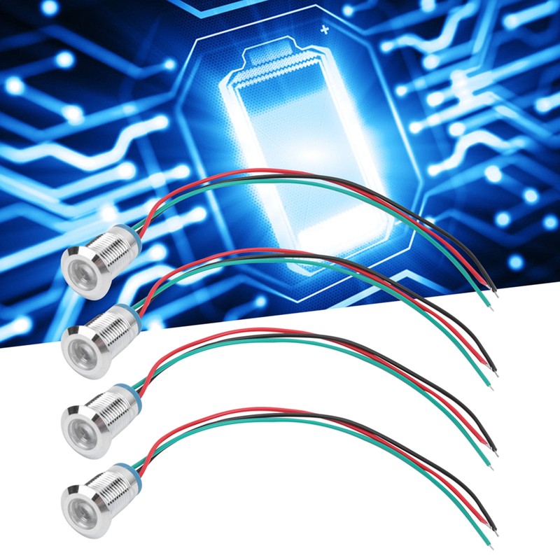 4 Sets PreWired Round LEDs Waterproof Metal 2Color Indicator Common