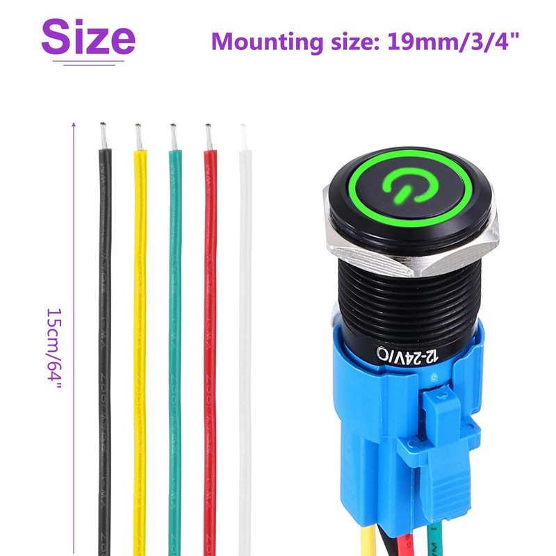 DMiotech 2 Pack 19mm / 3/4" Aluminium Alloy Momentary Push