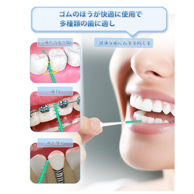 300 Pieces Interdental Brushes, SSS - M Size, Soft Rubber,