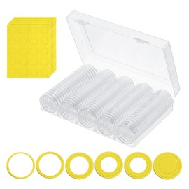 PATIKIL Coin Snap Holder 100 Pack Coin Case Storage Round with Organizer Box Fit 17/20/25/27/30mm Coins for Collectors Collection Supplies, Yellow Foam Gasket