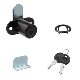 Mewutal 2pcs Cabinet Lock with Keys 7/8" Cylinder Cam Locks Black RV Storage Locks for Truck Tool Box File Cabinet Drawer (Black)