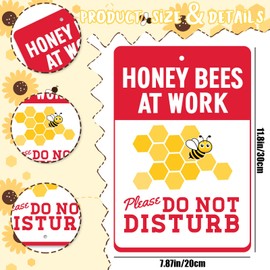 3 Pcs 11.8×7.9 Inch Bee Warning Sign Honeybees Hard At Work Please Do Not Disturb Sign Bees Theme Aluminum Sign for Home Farmhouse Club Garden Outdoors Patio