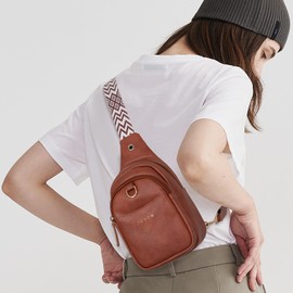 OSOCE Crossbody Bag for Women PU Sling Belt Bag Small Shoulder Chest Bag Purses with Adjustable Guitar Strap Phone Cable Hole Fanny Pack Cross Body Bags with for Ladies Travel Shopping