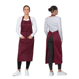 ZOLLNER Apron with Bib 65% Polyester, 35% Viscose, 75 x 100 cm, 573, bordeaux