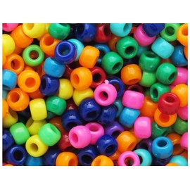 BeadTin Rainbow Opaque Mix 9mm Barrel Plastic Pony Beads (500pcs)