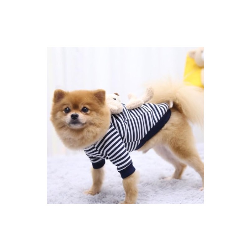 MAYPET Sudadera para Perro de Rayas Azules y Blancas con
