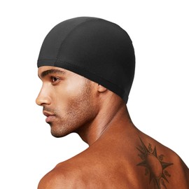 Swimming Caps, Pack of 3, Swimming Caps, Women and Men, Swimming Cap, Ear Protection, Super Elastic Swimming Cap, Non-Slip Surf Hat, Breathable Turban Hat, Soft, Lightweight, Shower Hat, Long Short