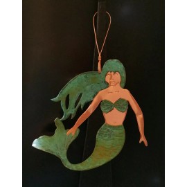 Dos Damas Designs / Creations in Copper MERMAID Copper Verdigris Christmas Ornament Handcrafted Arizona Southwest Beach