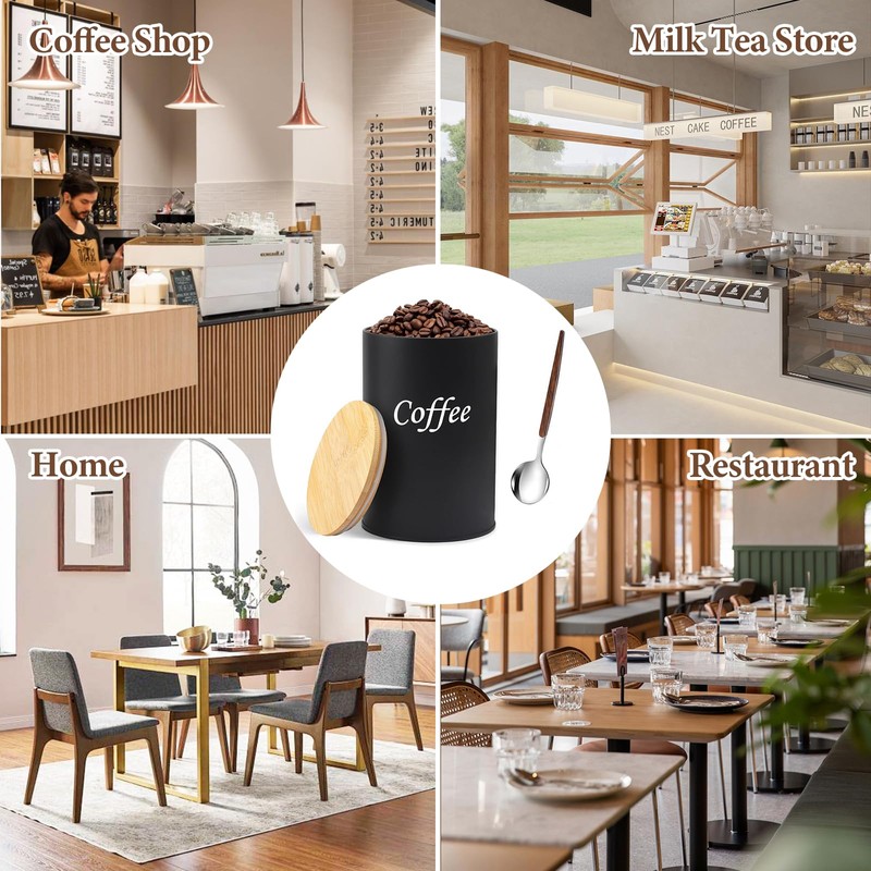 XHNKEG Airtight Coffee Canister, Black Coffee Beans Storage, 500 ml,