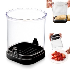 TECHPLUS Quick Fruit Slicer Vegetable Slicing Cup – Versatile Kitchen Gadget for Fruit,Egg, Apple, Banana, Strawberry, Cucumber, Grape Cutting – Stainless Steel, Salad Platter Tools (Black)