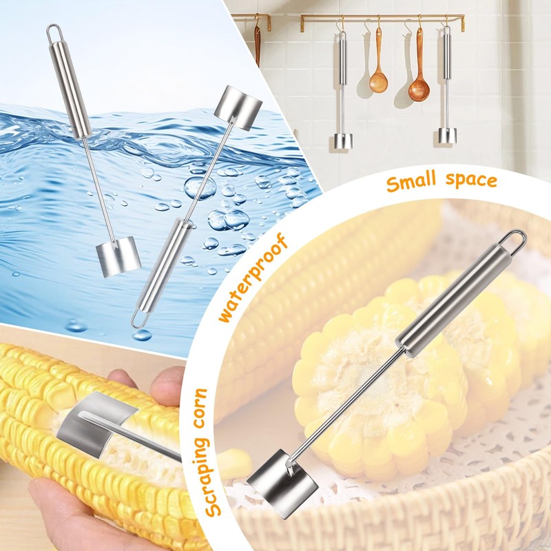 TOWEBOORY 3 Pack Corn Peeler with Long Handle, Stainless Steel