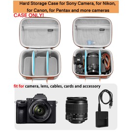 RAIACE Hard Case Compatible with Sony Alpha 7 II III IV/7R V Camera, for Nikon, for Canon, for Pentax and More. Mesh Pocket for Charger, Cables, Cards and Accessories. (case only) (Gray)