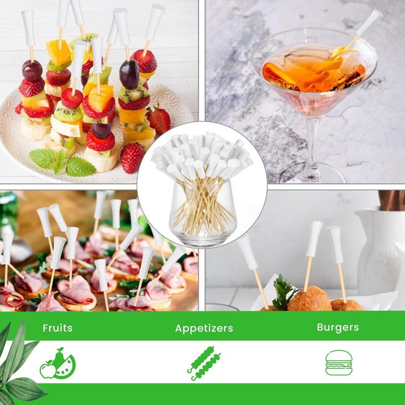 CANAPE KING Golf Tee Skewers - 100pcs Disposable Natural Bamboo