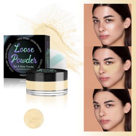 Loose Setting Powder, Bake Makeup Powder Full Coverage Matte Finish (Tan Beige, 6g/O.21oz)