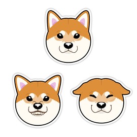 Shiba Inu Expression Die-cut Sticker Set (3 Cute Shibaken Stickers) Waterproof/Weatherproof Sticker Dog Sticker, Ideal for cars, motorcycles, bikes, laptops, phones, diaries, gift boxes, notebooks,