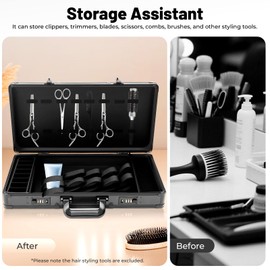 Large Barber Carrying Case with Code Lock, Hairdresser Tool Box Organizer Traveling Case, Portable Travel Barber Suitcase for Hair Stylist Pet Groomer Beauty Salon Makeup Artist,Salon Grooming Hard