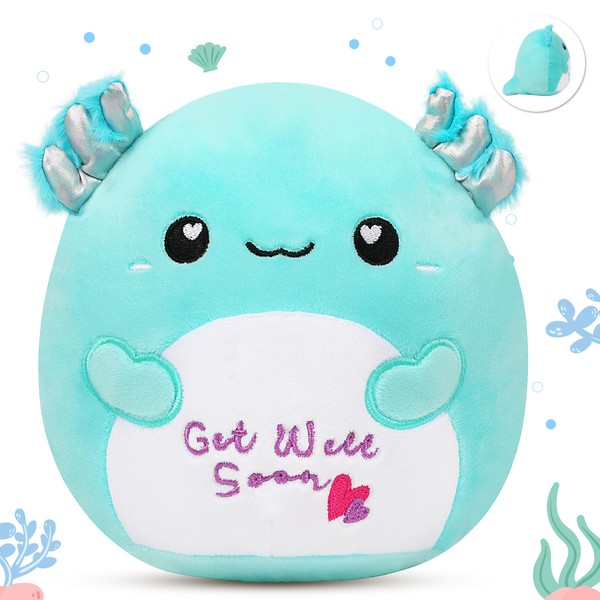 Easfan Get Well Soon Axolotl Plush Pillow Soft Kawaii Salamander