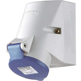MENNEKES 1720 Internal Fixing Wall Mounted Socket with Twin CONTACT, IP 44 Protection, 6 hours Earth Position, 3 Pole, 16 A Current, 230V, Blue
