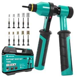 LIBRATON Rivet Nut Tool, Rivnut Tool, Professional Ratchet Nutsert Tool Kit, Nutsert Gun Kit with 10 SAE and Metric Mandrels, 100PCS Rivet Nuts, Rugged Carry Case, Insert Tool Kit for Automotive