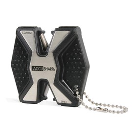 AccuSharp Diamond Pro 2-Step Knife Sharpener - Sharpens, Restores, & Hones - 2-Step Coarse and Fine Rods for Kitchen Knives & All Types of Blades - Keychain Pull Through Knife Sharpener - Chrome