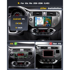 Roinvou Android Screen Radio for Kia Rio 2011-2016 (LHD), Built-in Wireless CarPlay Radio with Android Auto, 9'' Touch Screen in-Dash GPS Navigation Support Mirror Link BT FM AHD SWC DSP