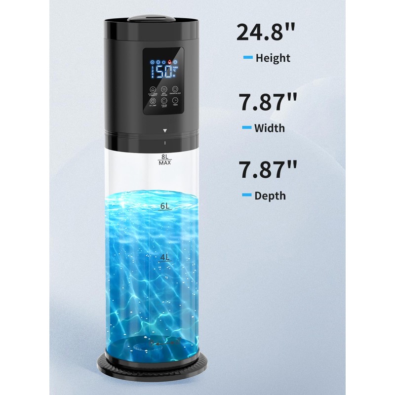 8L Humidifiers for Bedroom, 30dB Quiet, 500ft² Coverage, 60H Runtime,