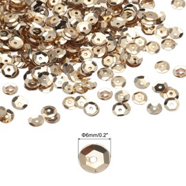 MECCANIXITY Loose Sequins 6MM Silver Backed Sequins 2400Pcs Cup Sequins Embroidery Sequins for Jewelry Making Crafts Sewing,Champagne Color