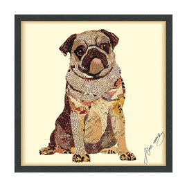Empire Art Direct My Puggy Dimensional Collage Handmade by Alex Zeng Framed Graphic Dog Wall Art, 25" x 25" x 1.4", Ready to Hang