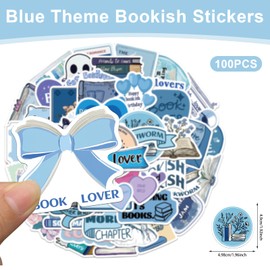 Mrltau 100 Pcs Bookish Kindle Sticker Aesthetic, Kawaii Book Sticker, Bookish Stuff for Kindle Case Laptop Suitcase, Scrapbook Stickers, Journal Sticker, Kindle Decal Accessories