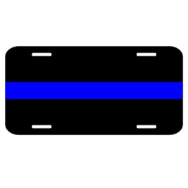 Thin Blue Line Reflective Metal License Plate