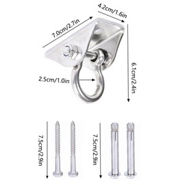 SagaSave Swing Hangers Set Hammock Swing Hook for Concrete and Wooden Porch, 500KG Capacity Heavy Duty Stainless Steel Hanging Accessories (180°, black D buckle)