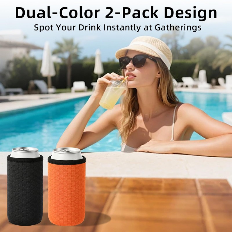12oz Insulated Slim Can Cooler Sleeves Compatible with BruMate, Non-Slip