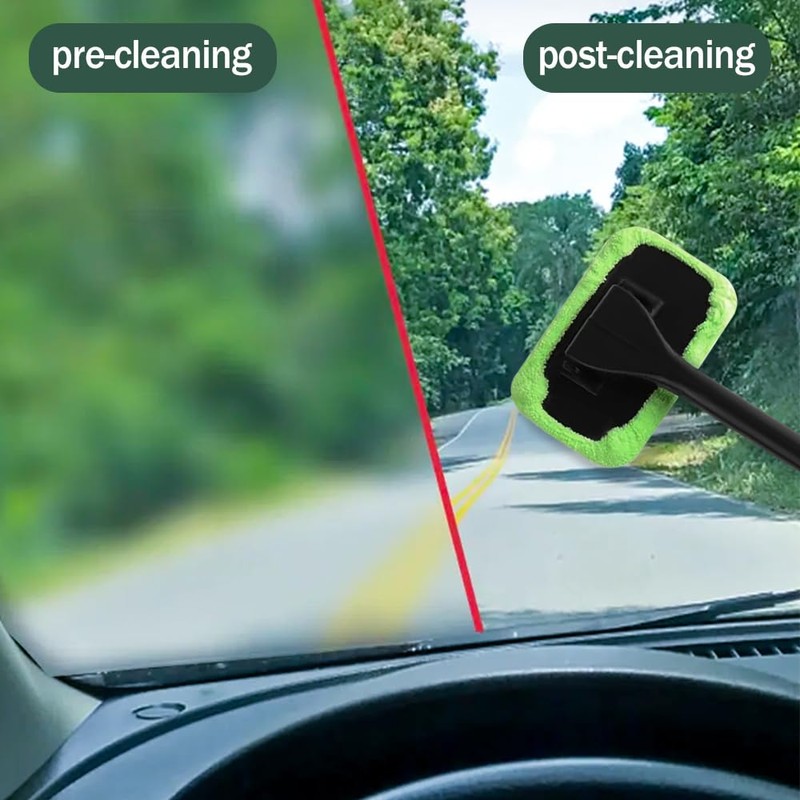 Lecctso Windshield Cleaner, Window Cleaner Tool, Microfiber Window Cleaning Tool