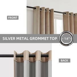 BULBUL Champagne Ivory 100% Full Blackout Velvet Curtains,96 inches Long Modern Liner Curtains Thermal Drapes Panels for Living Room Bedroom Grommet Set of 2